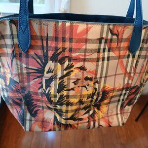 SOLD! Burberry Haymarket Check Floral Print Canterbury Tote